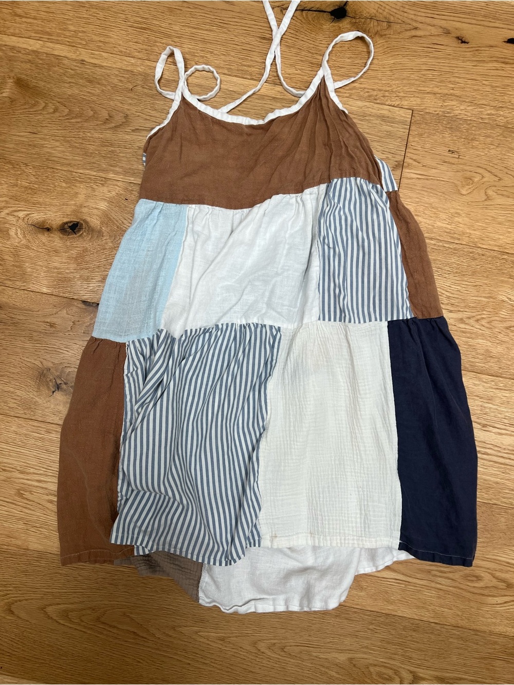 JUBI Women’s Patchwork Sundress in Brown, Blue & White